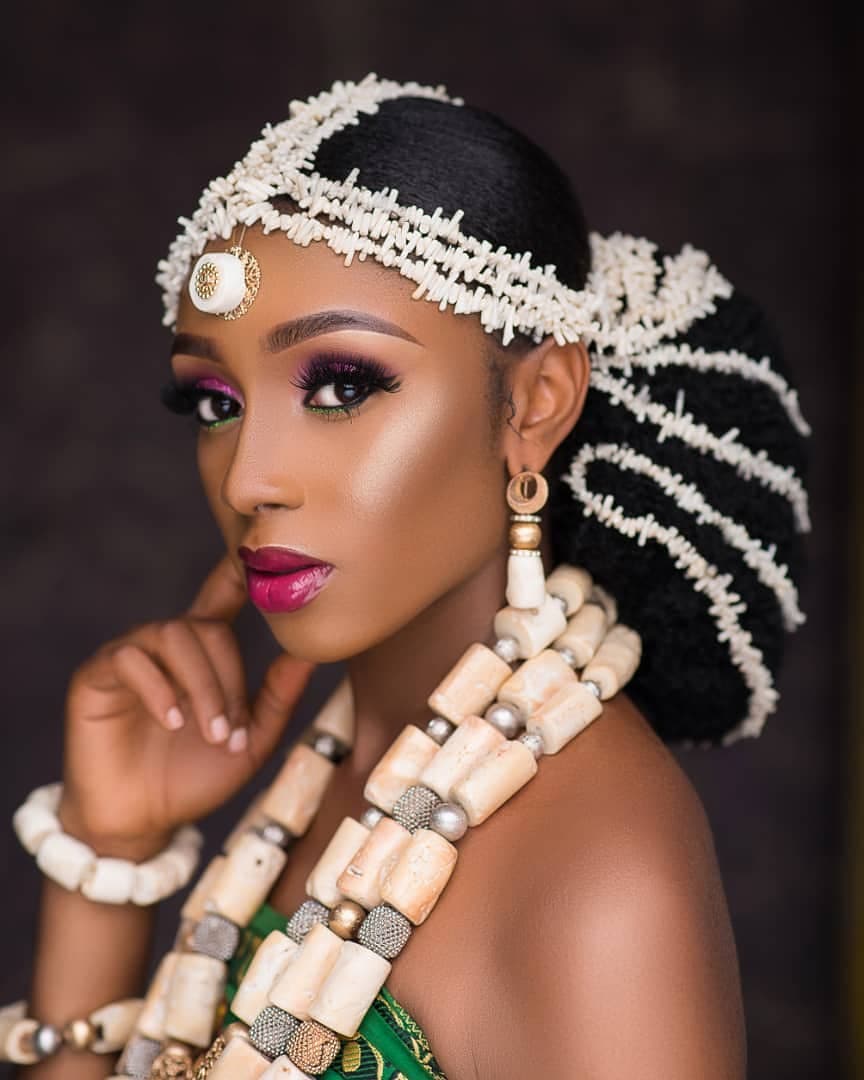 White Coral Beads & a Popping Lippie will be a Unique Igbo Bridal Look |  BellaNaija Weddings