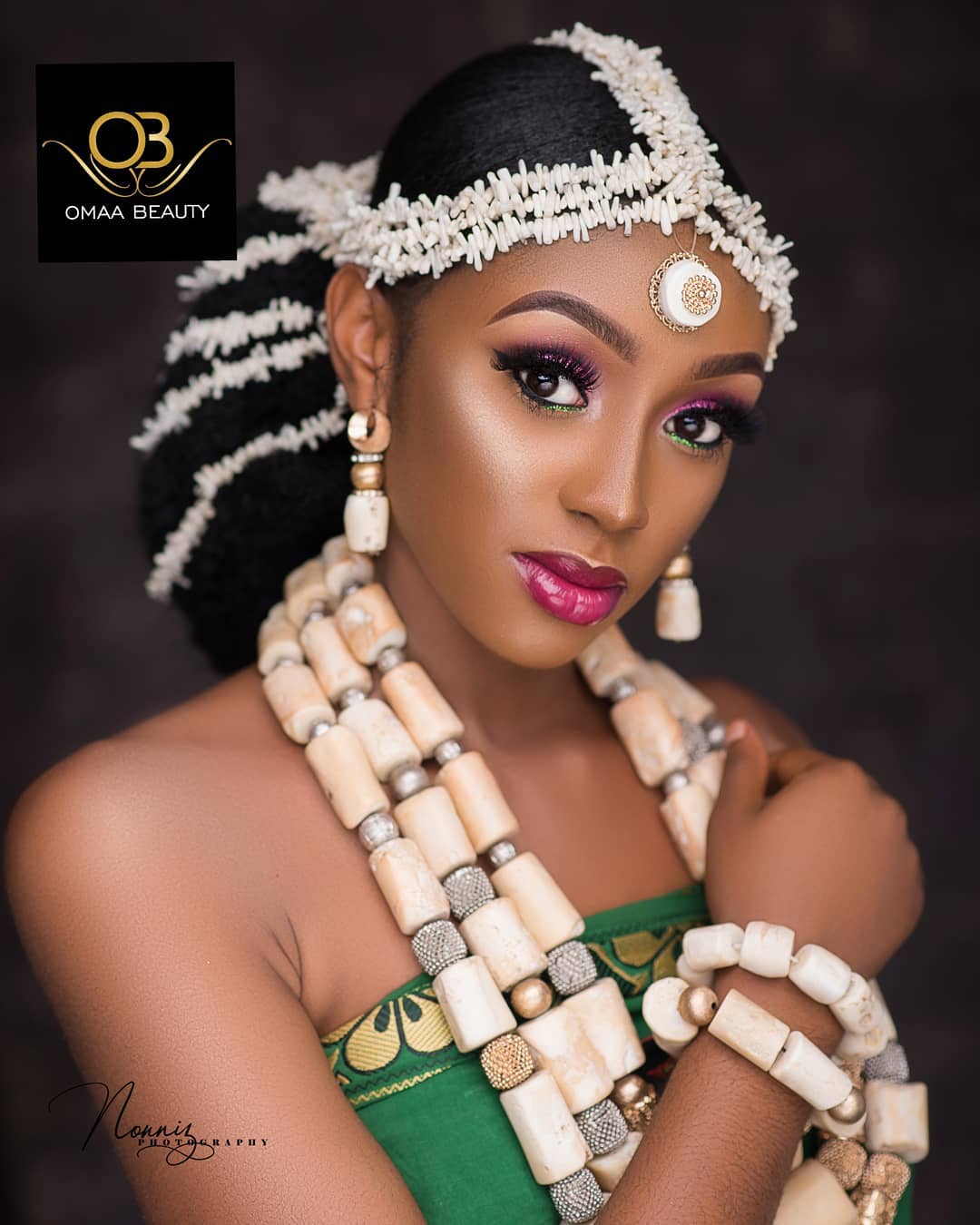 White Coral Beads & a Popping Lippie will be a Unique Igbo Bridal