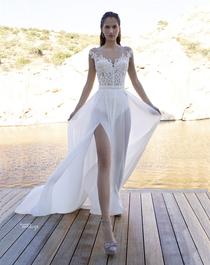 This Romance Collection by Demetrios has Chic Written all Over It