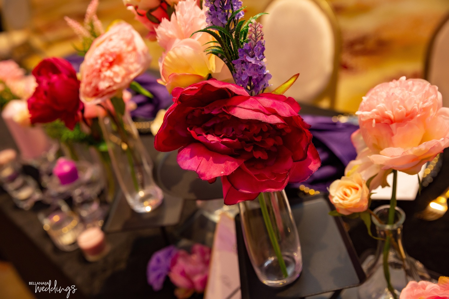 Here's how black, gold and purple can bring that luxurious feel to your wedding