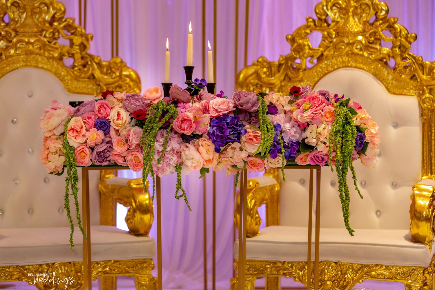 Here's how black, gold and purple can bring that luxurious feel to your wedding