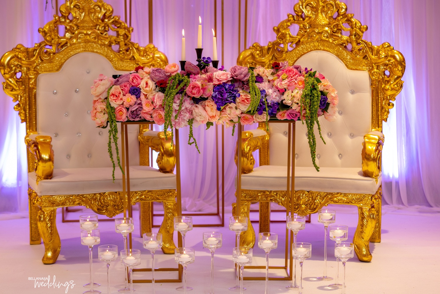 Here's how black, gold and purple can bring that luxurious feel to your wedding