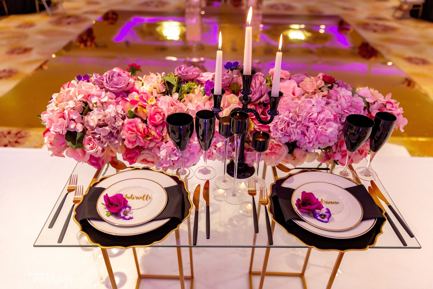 Here's how black, gold and purple can bring that luxurious feel to your wedding