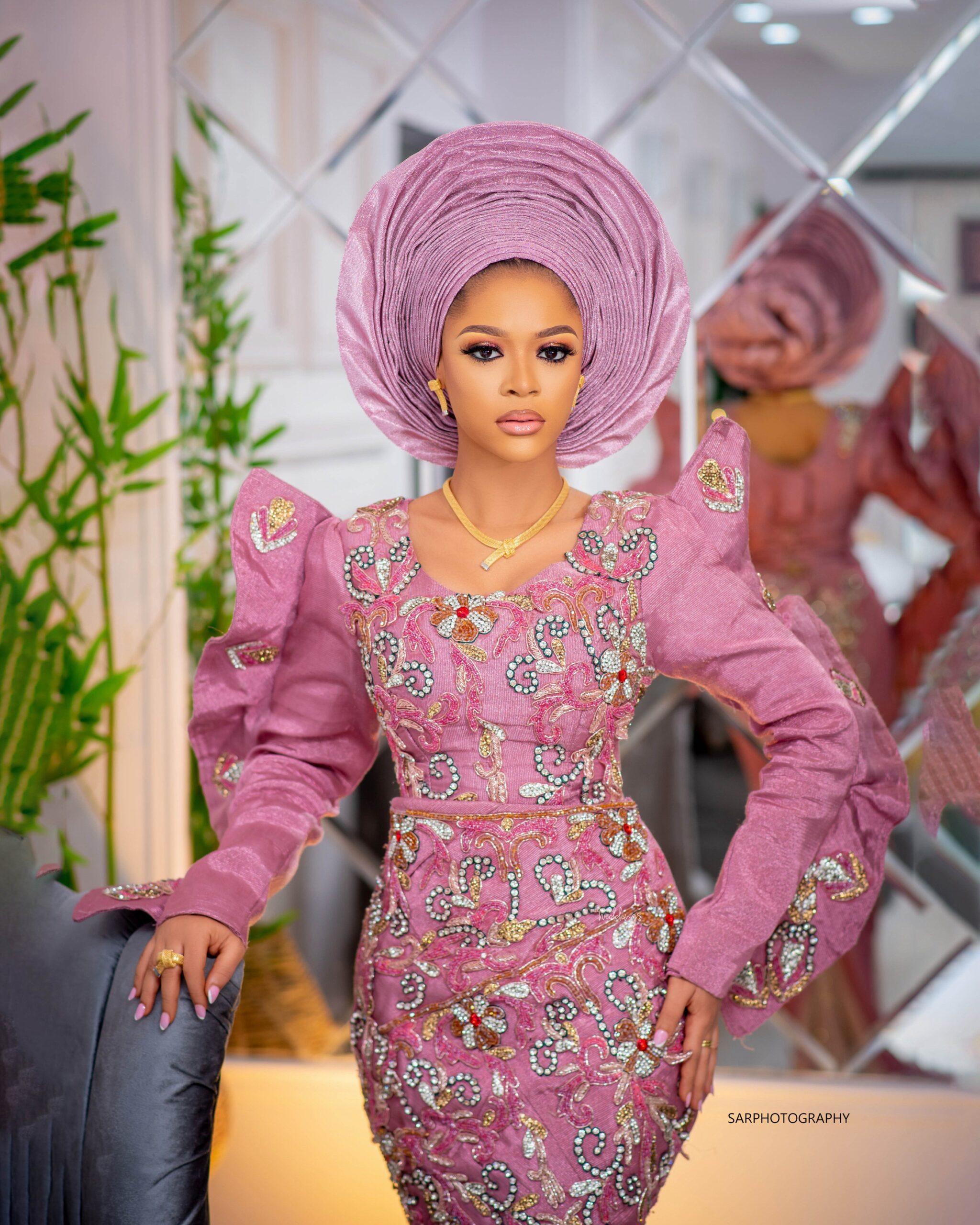 This Pink Asooke Reflects The Style & Elegance of a Yoruba Bride