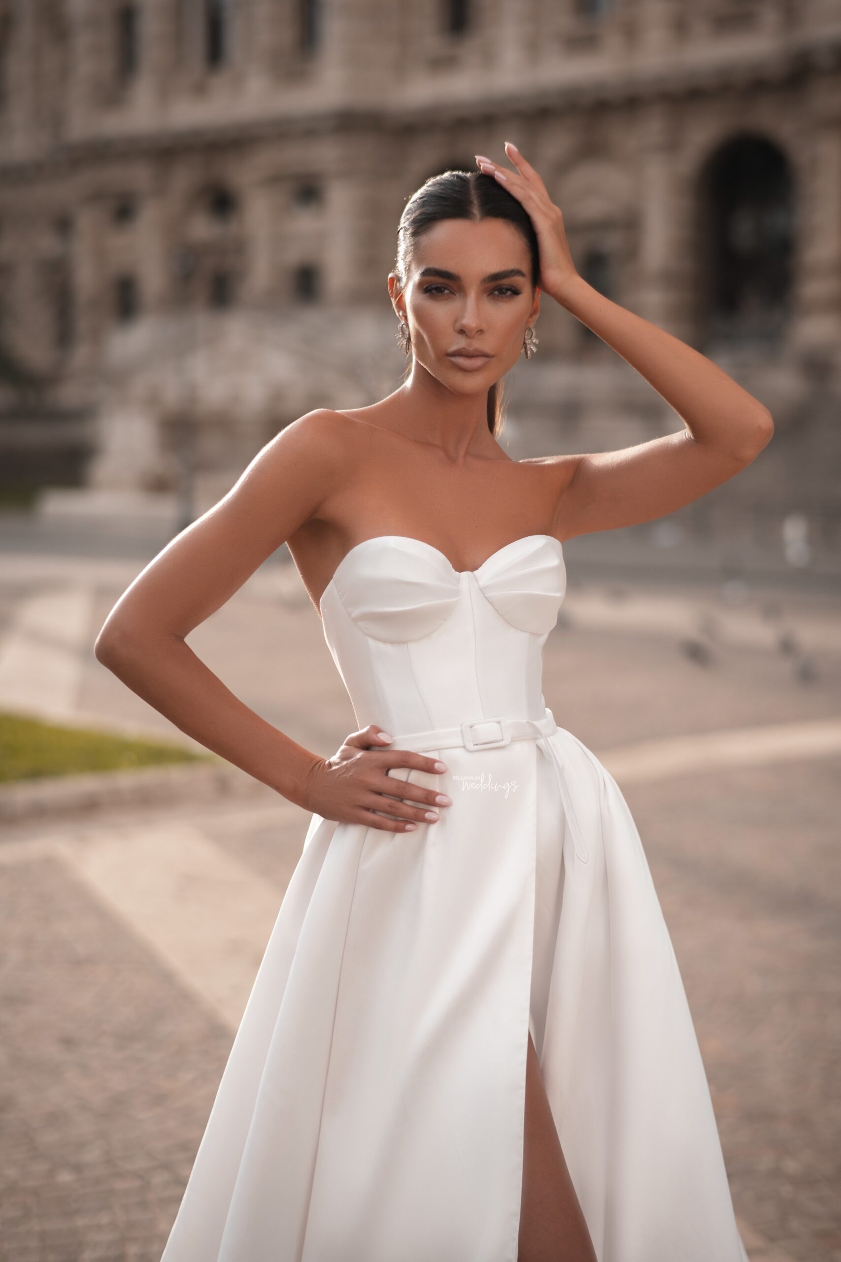 Berta Bride Wedding Jumpsuit With Long Sleeve Jacket 2023 Design